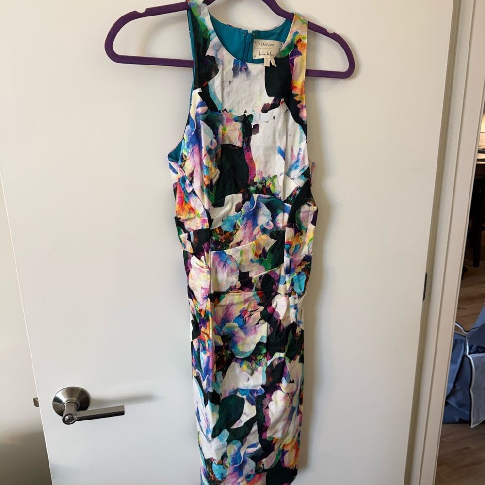 Artelier Nicole Miller Abstract Print Dress